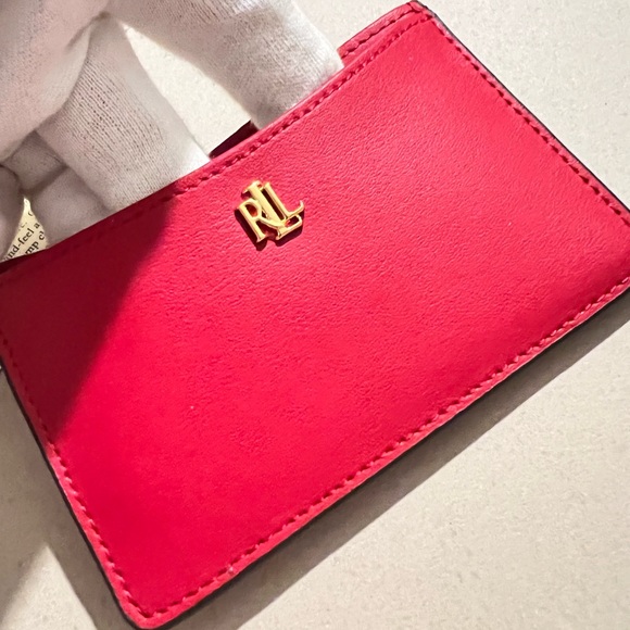 Ralph Lauren Card Case Genuine Leather in Fall Red NWT Unisex - Picture 5 of 7